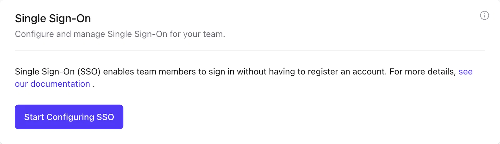 Plausible Single Sign-On settings with Start Configuring SSO